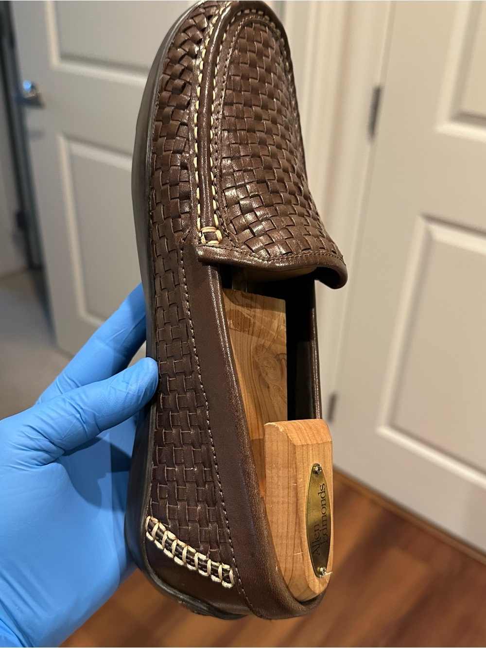 Tommy Bahama Men's Brown Woven Leather Slip-On Loafers - Picture 8 of 15